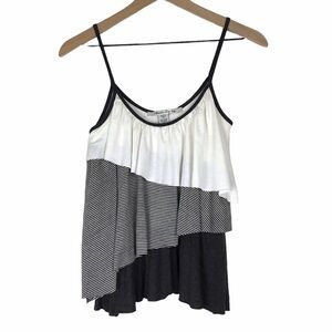 AMERICAN RAG Cami Tank Top Tiered Colorblock Stripe Minimalist Linen Size Small
